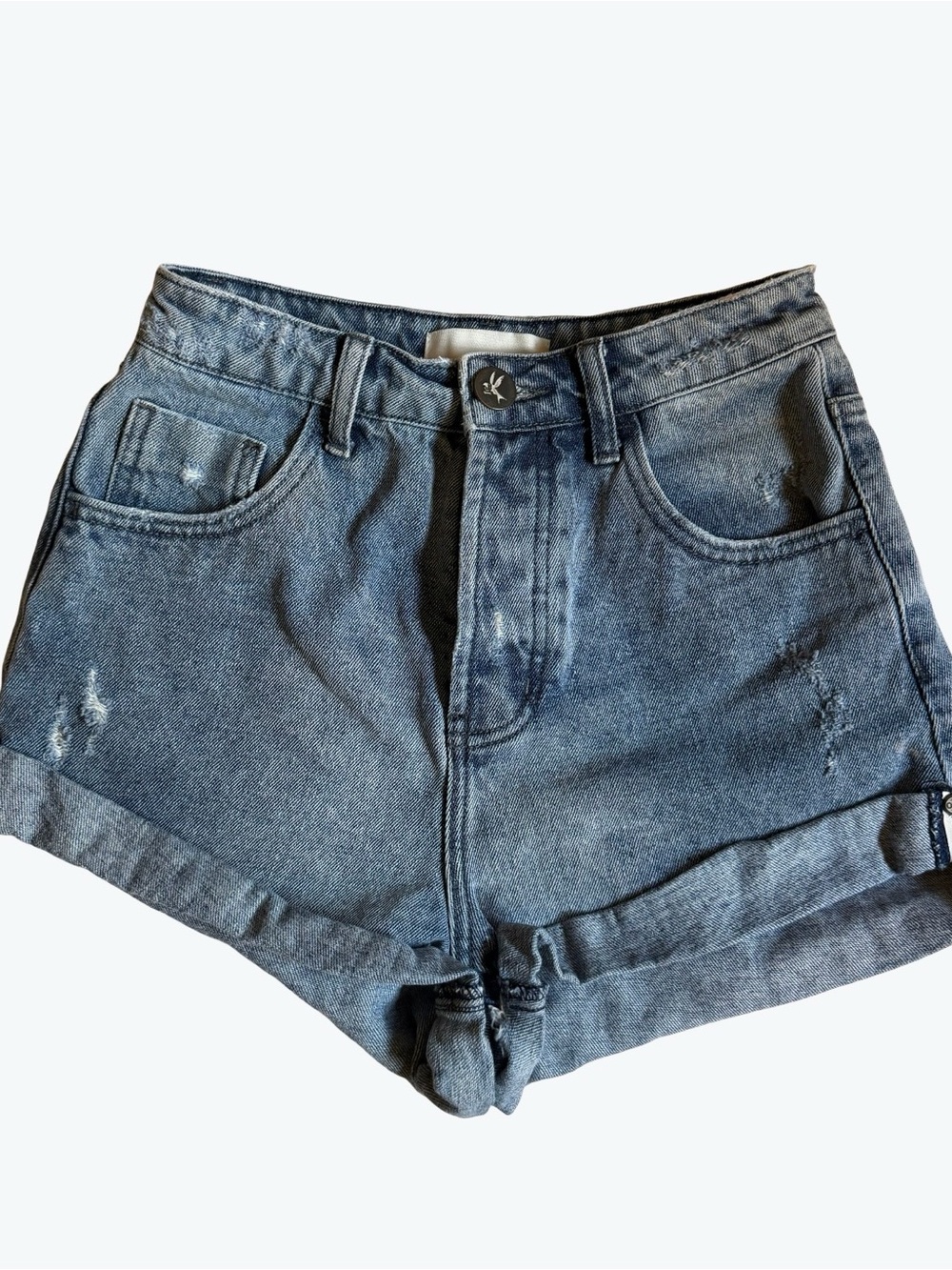 One Teaspoon Washed High-Rise Denim Cutoff Shorts